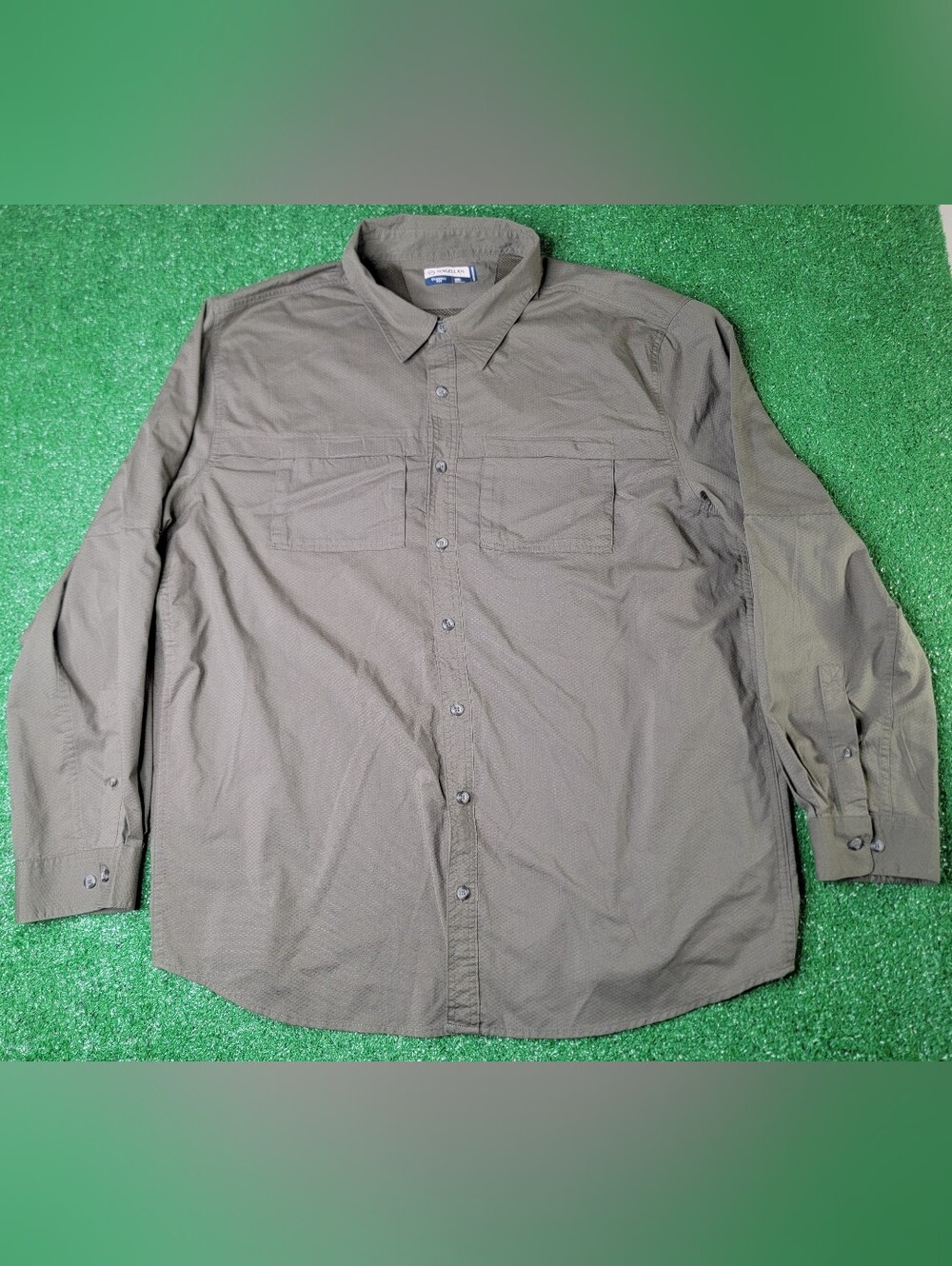 Magellan Outdoors Men's Long Sleeve Button Up Olive Green Shirt 3XL Fishing